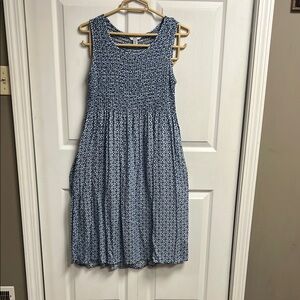 Blue Patterned Sleeveless Dress